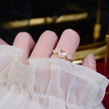 Pink Heart Ring - Lila - Gold - Plated - Abbott Atelier