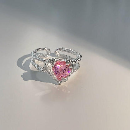 Pink Heart Ring (Solid Silver) - Hypoallergenic - Abbott Atelier