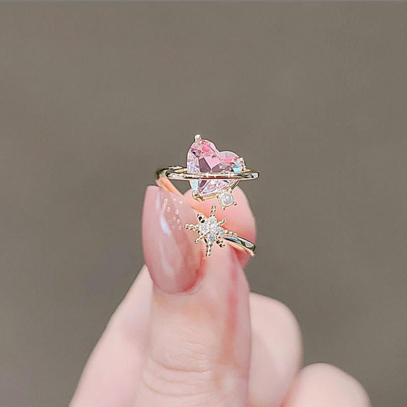 Pink Heart Shooting Star Ring - Gold - Plated - Abbott Atelier
