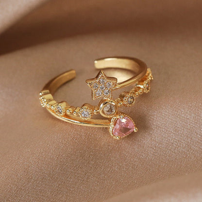 Pink Heart Star Ring - Gold - Plated - Abbott Atelier