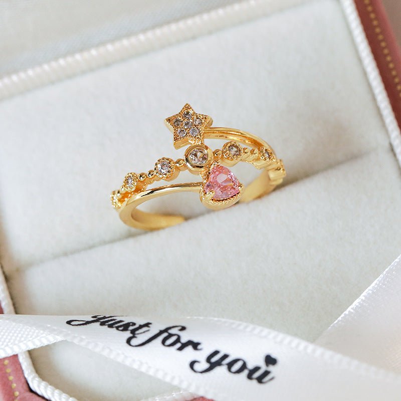 Pink Heart Star Ring - Gold - Plated - Abbott Atelier