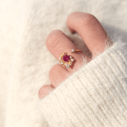 Pink Moon and Star Ring - Jodie - Gold - Plated - Abbott Atelier