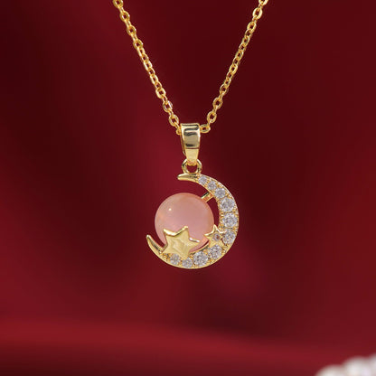 Pink Moon Star Necklace - Gold Plated - Abbott Atelier