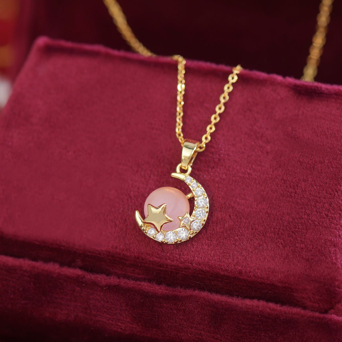 Pink Moon Star Necklace - Gold Plated - Abbott Atelier