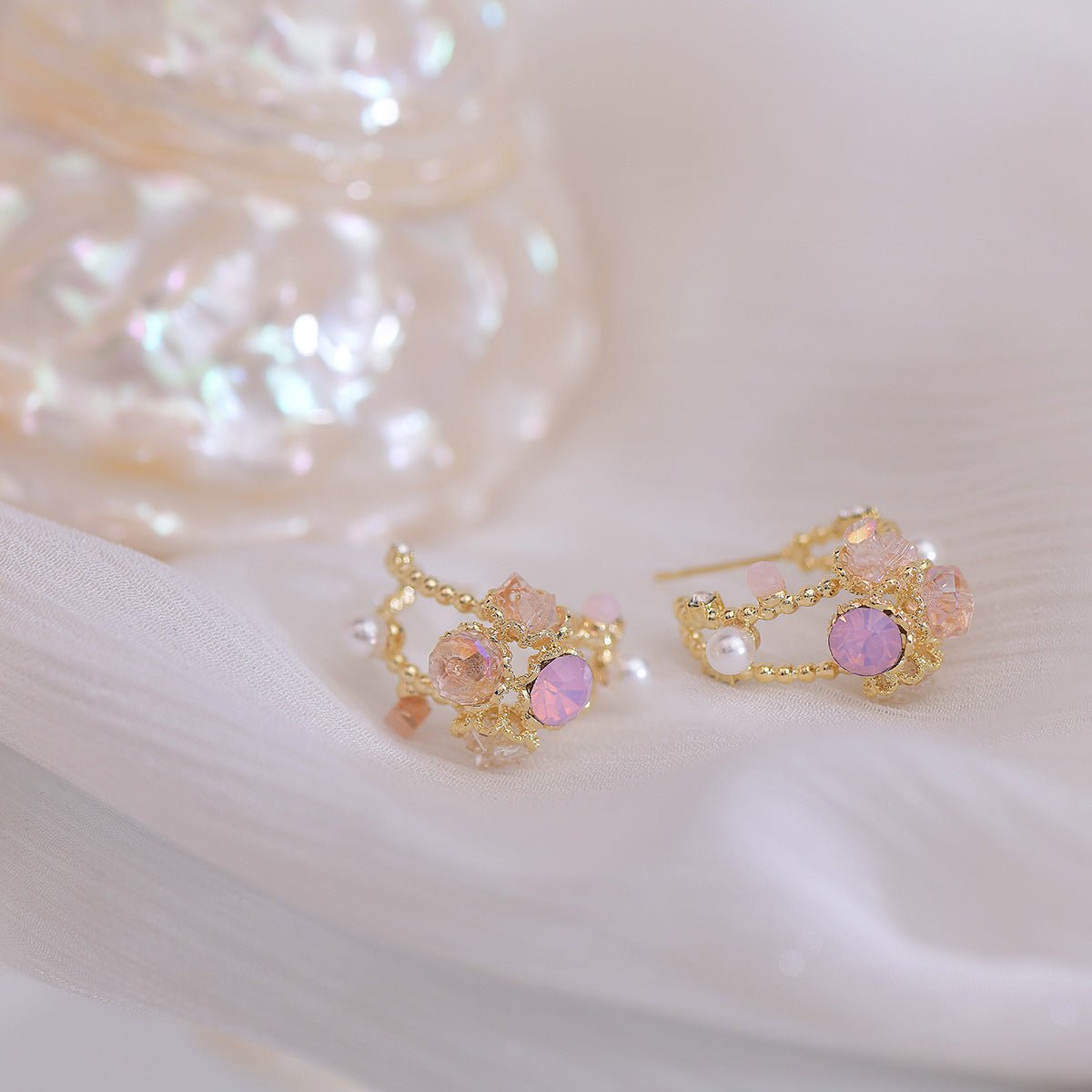 Pink Paradise Hoop Earrings - Hypoallergenic - Abbott Atelier