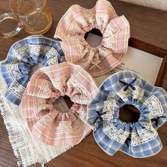 Plaid Bow Scrunchie (2 Colors) - For Hair - Abbott Atelier