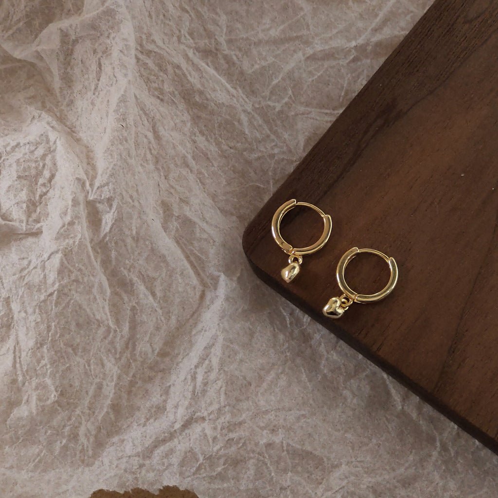 Puffy Heart Huggie Earrings - Gold Plated - Abbott Atelier