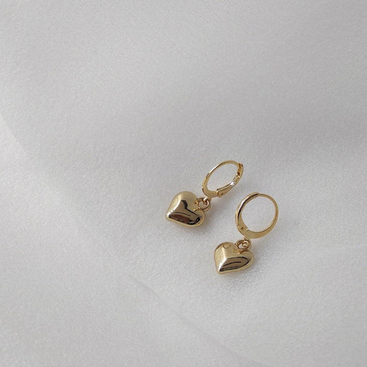 Puffy Heart Huggie Earrings - Gold Plated - Abbott Atelier