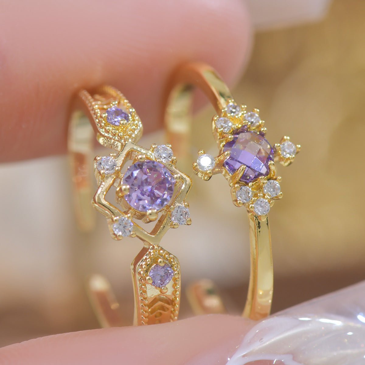 Purple Baroque Ring Set (Copy) - Gold - Plated - Abbott Atelier