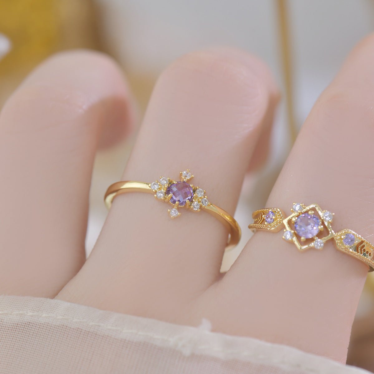 Purple Baroque Ring Set (Copy) - Gold - Plated - Abbott Atelier