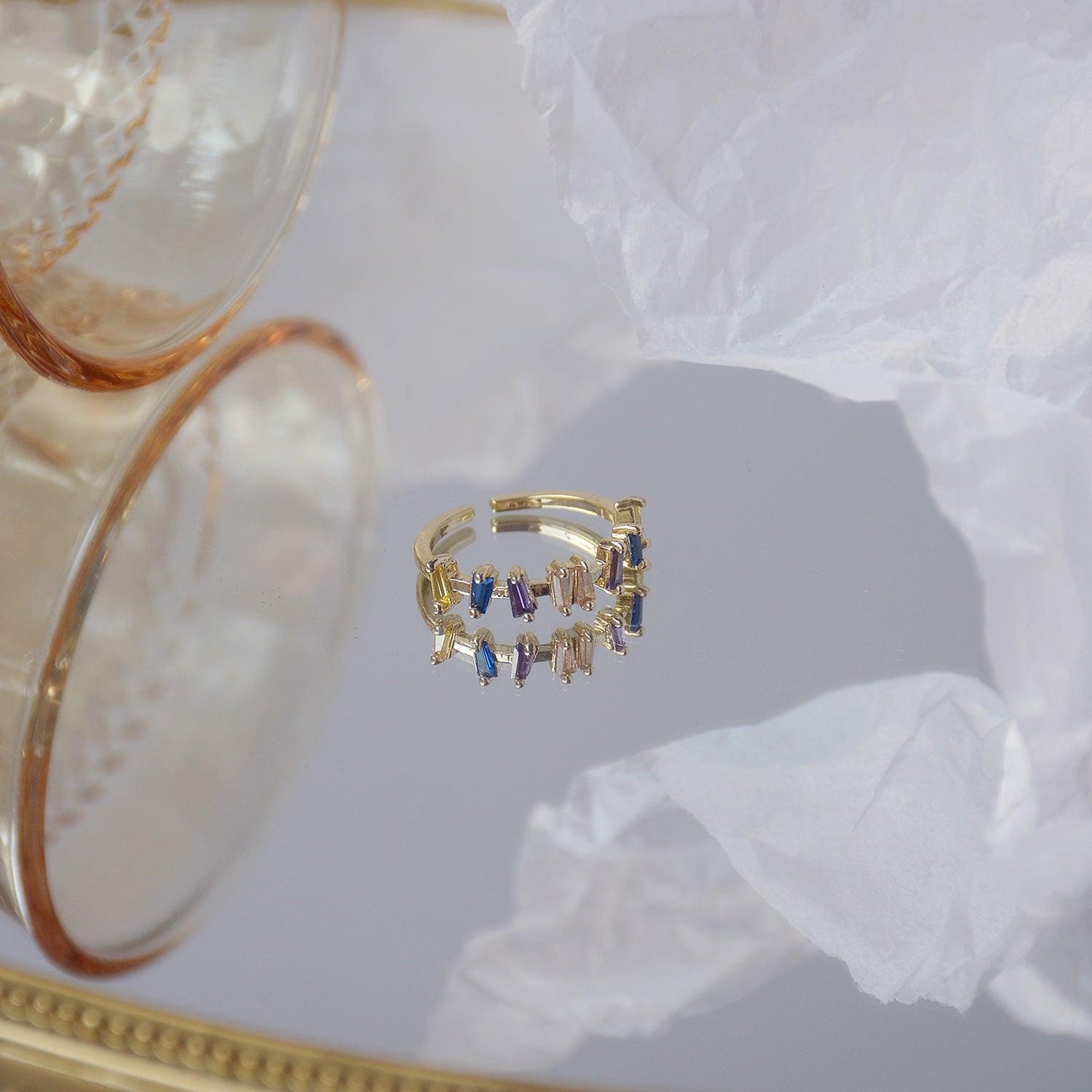 Rainbow Gemstone Ring - Gold - Plated - Abbott Atelier