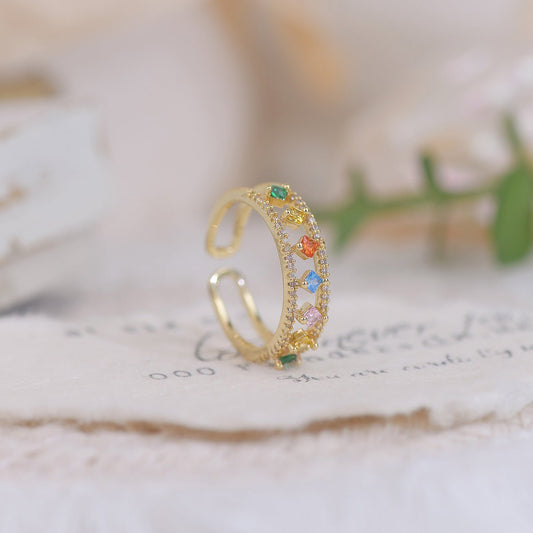 Rainbow Gemstone Ring - Gold - Plated - Abbott Atelier