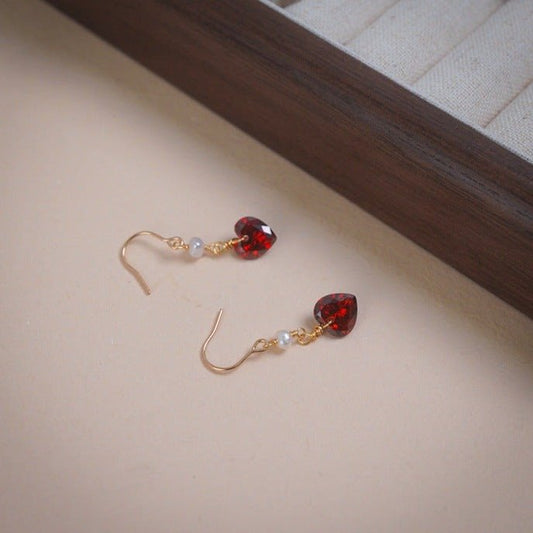 Red Heart Earrings (Solid Silver) - Hypoallergenic - Abbott Atelier