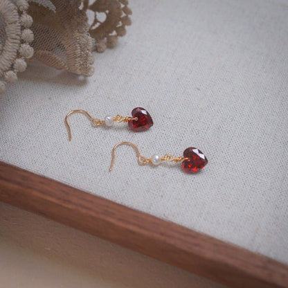 Red Heart Earrings (Solid Silver) - Hypoallergenic - Abbott Atelier