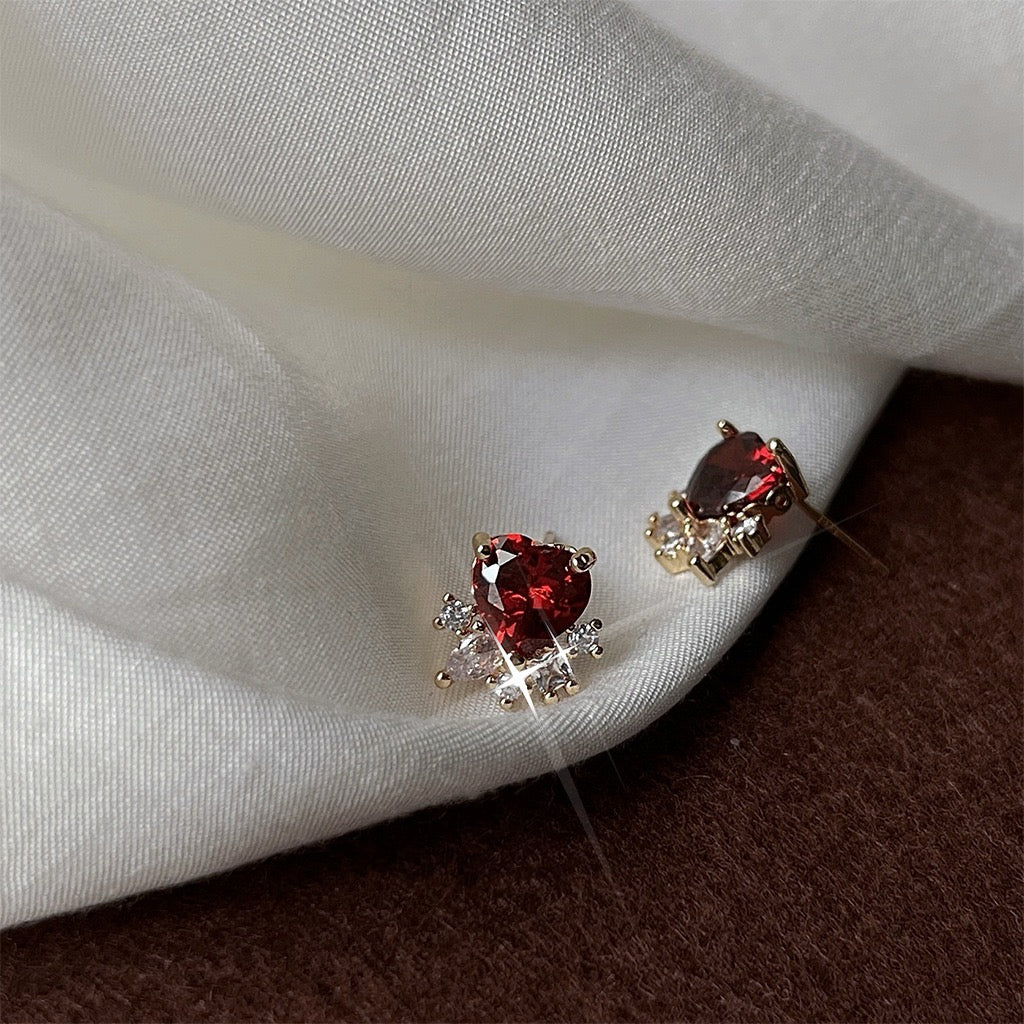Red Heart Stud Earrings - Hypoallergenic - Abbott Atelier