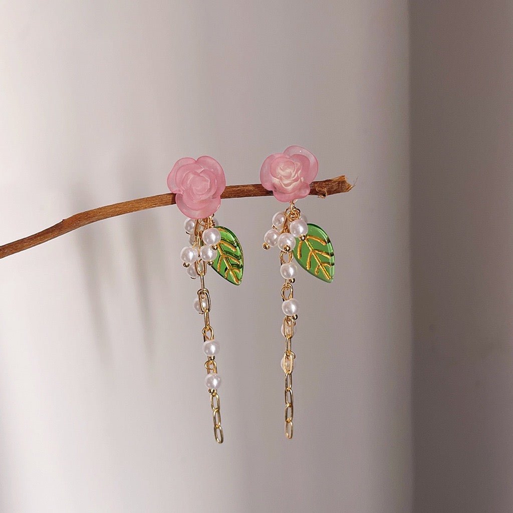 Rose Drop Earrings - Hypoallergenic - Abbott Atelier