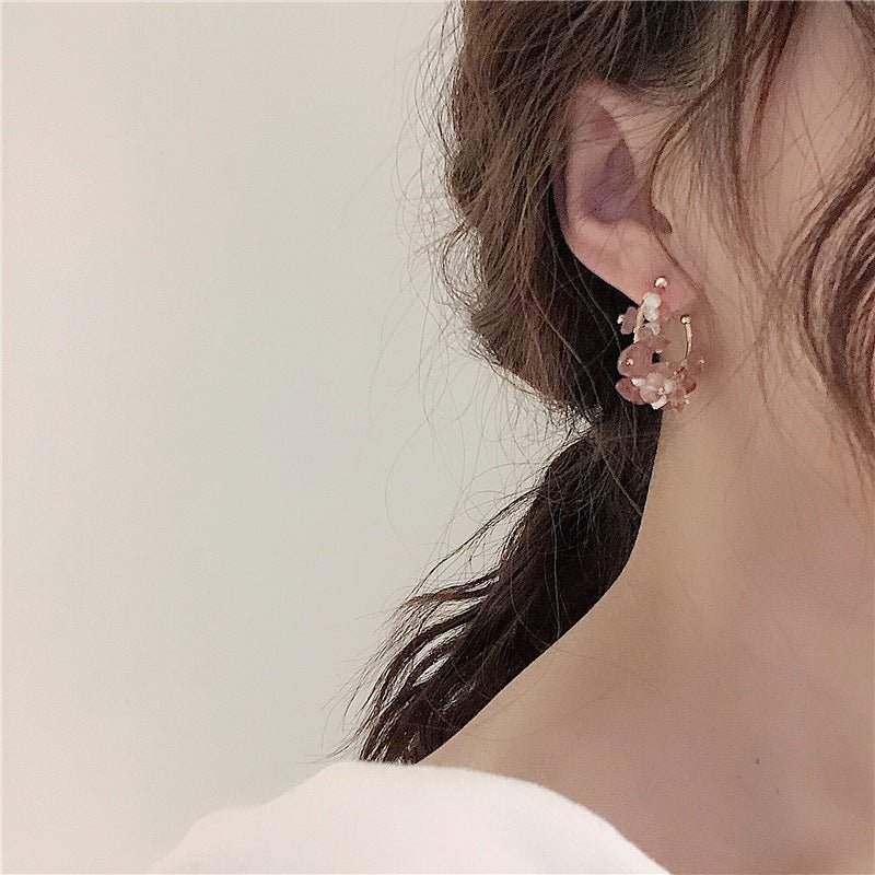 Rose Quartz Hoop Earrings - Hypoallergenic - Abbott Atelier