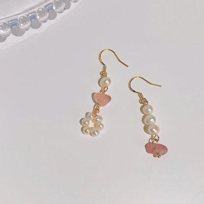 Rose Quartz Pearl Earrings - Hypoallergenic - Abbott Atelier