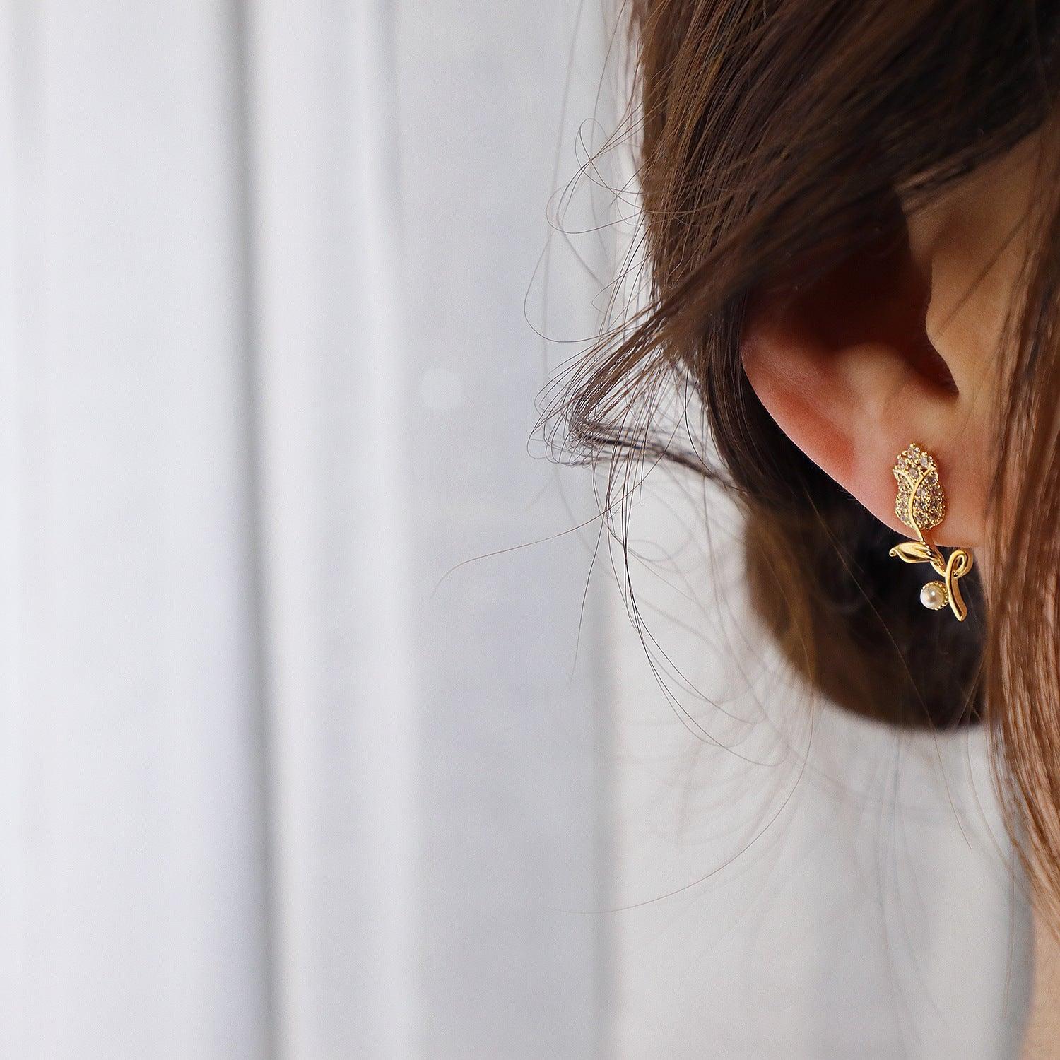 Rose Stud Earrings - Hypoallergenic - Abbott Atelier