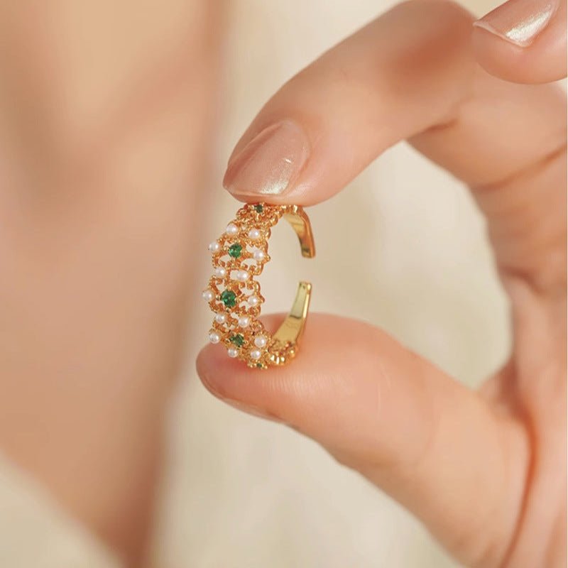 Rosette Emerald Ring - Gold - Plated - Abbott Atelier