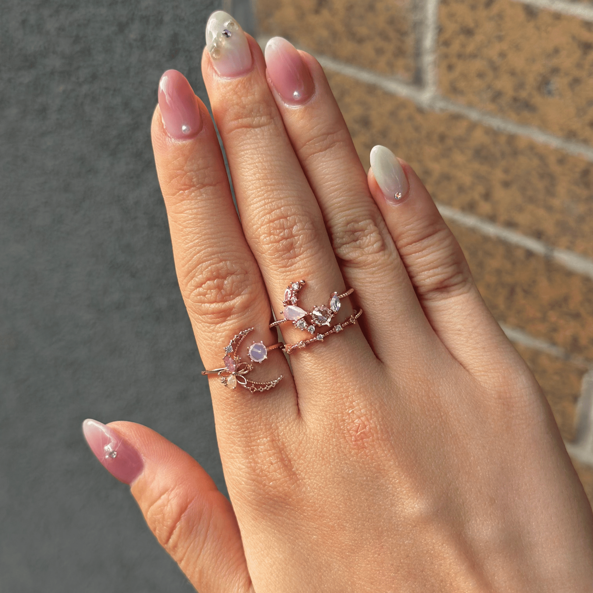 Rosy Moonflower Ring - Gold - Plated - Abbott Atelier