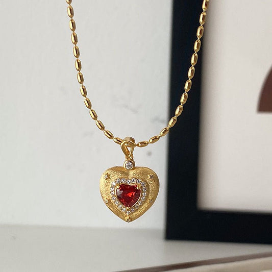 Royal Red Heart Necklace (Solid Silver) - Hypoallergenic - Abbott Atelier