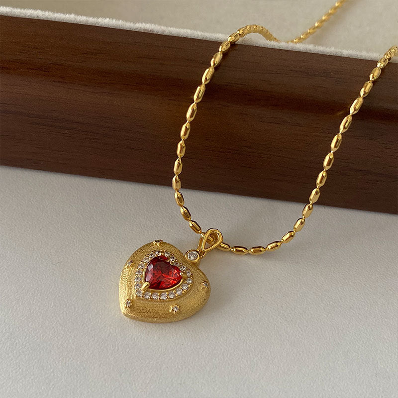 Royal Red Heart Necklace (Solid Silver) - Hypoallergenic - Abbott Atelier