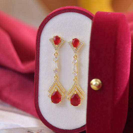 Ruby Baroque Drop Earrings - Marisa - Hypoallergenic - Abbott Atelier