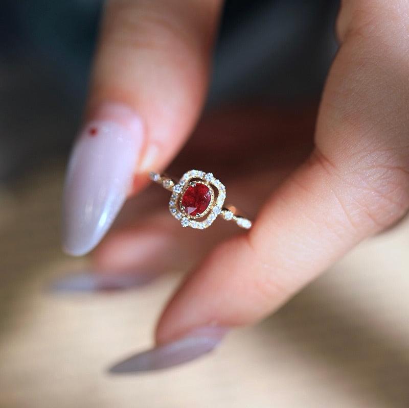 Ruby Halo Ring - Gold - Plated - Abbott Atelier