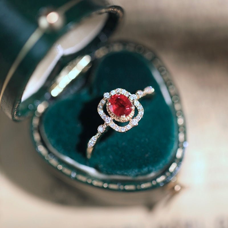 Ruby Halo Ring - Gold - Plated - Abbott Atelier