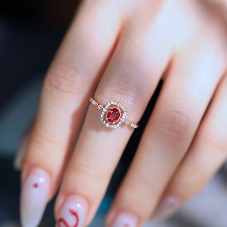 Ruby Halo Ring - Gold - Plated - Abbott Atelier