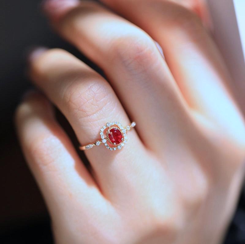 Ruby Halo Ring - Gold - Plated - Abbott Atelier