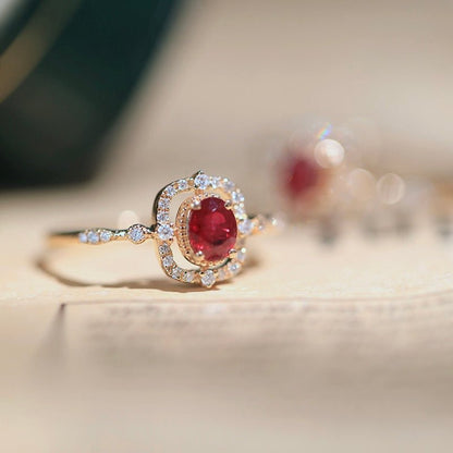 Ruby Halo Ring - Gold - Plated - Abbott Atelier