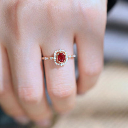 Ruby Halo Ring - Gold - Plated - Abbott Atelier