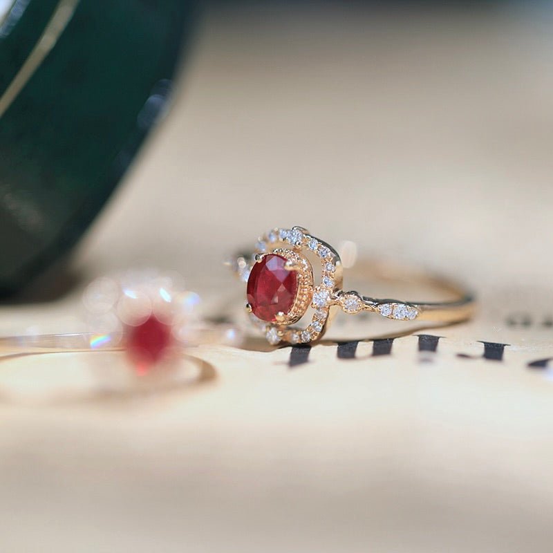 Ruby Halo Ring - Gold - Plated - Abbott Atelier