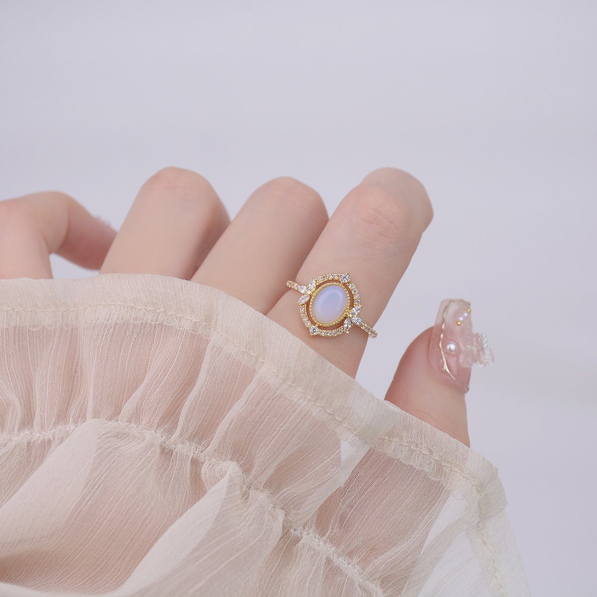 [Sample Sale] Baroque Moonstone Ring - Mary - Gold - Plated - Abbott Atelier