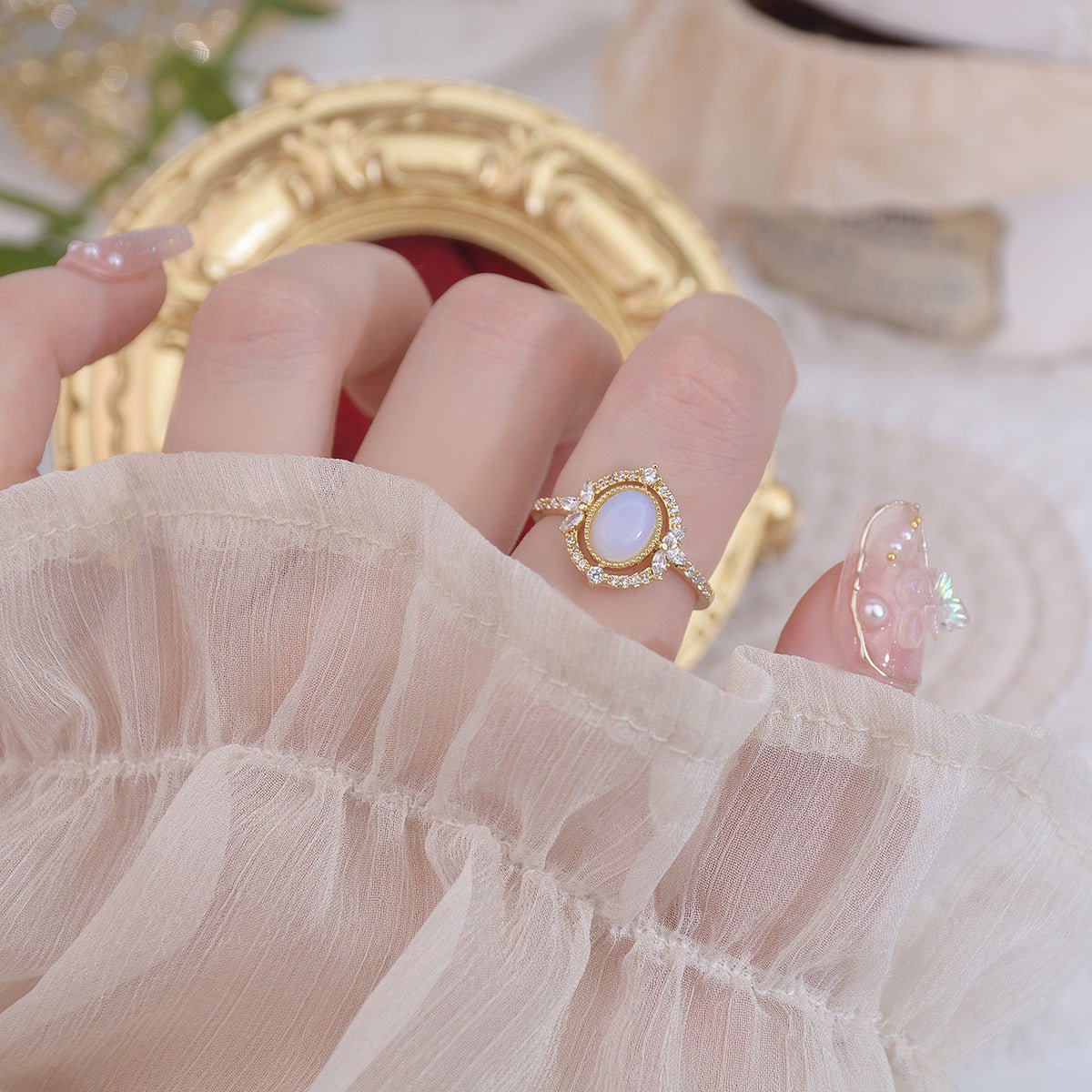 [Sample Sale] Baroque Moonstone Ring - Mary - Gold - Plated - Abbott Atelier