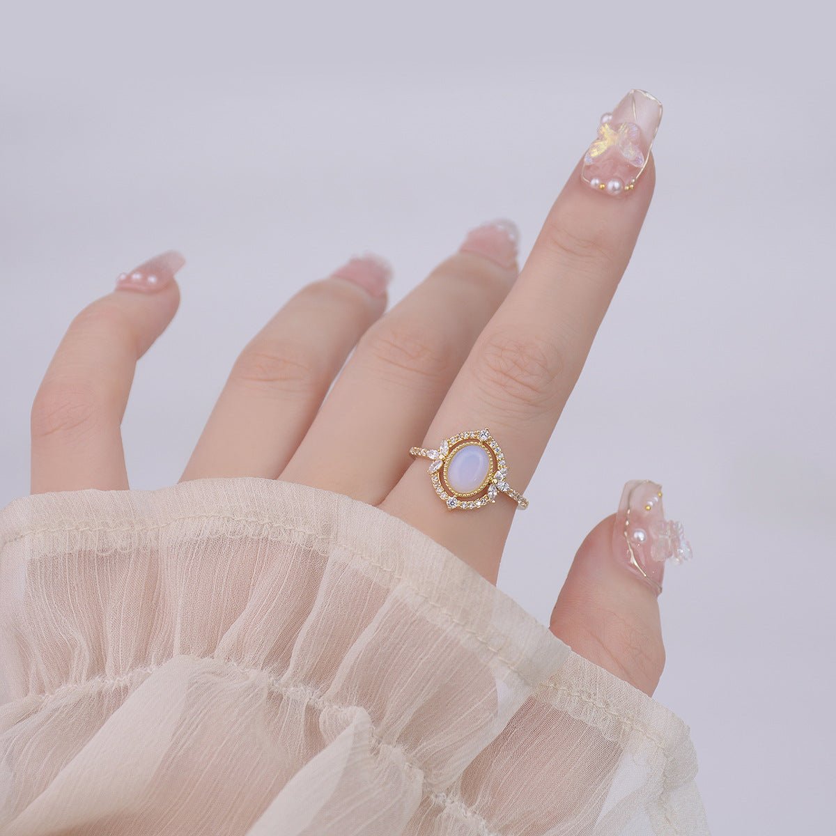 [Sample Sale] Baroque Moonstone Ring - Mary - Gold - Plated - Abbott Atelier