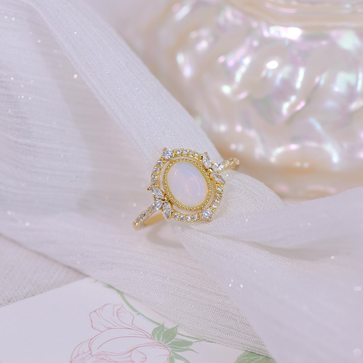 [Sample Sale] Baroque Moonstone Ring - Mary - Gold - Plated - Abbott Atelier