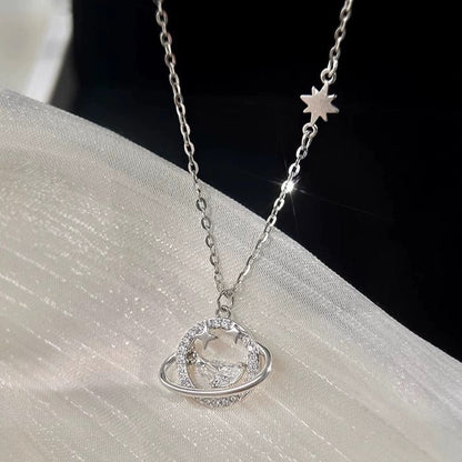 Saturn Necklace (Solid Silver) - Hypoallergenic - Abbott Atelier