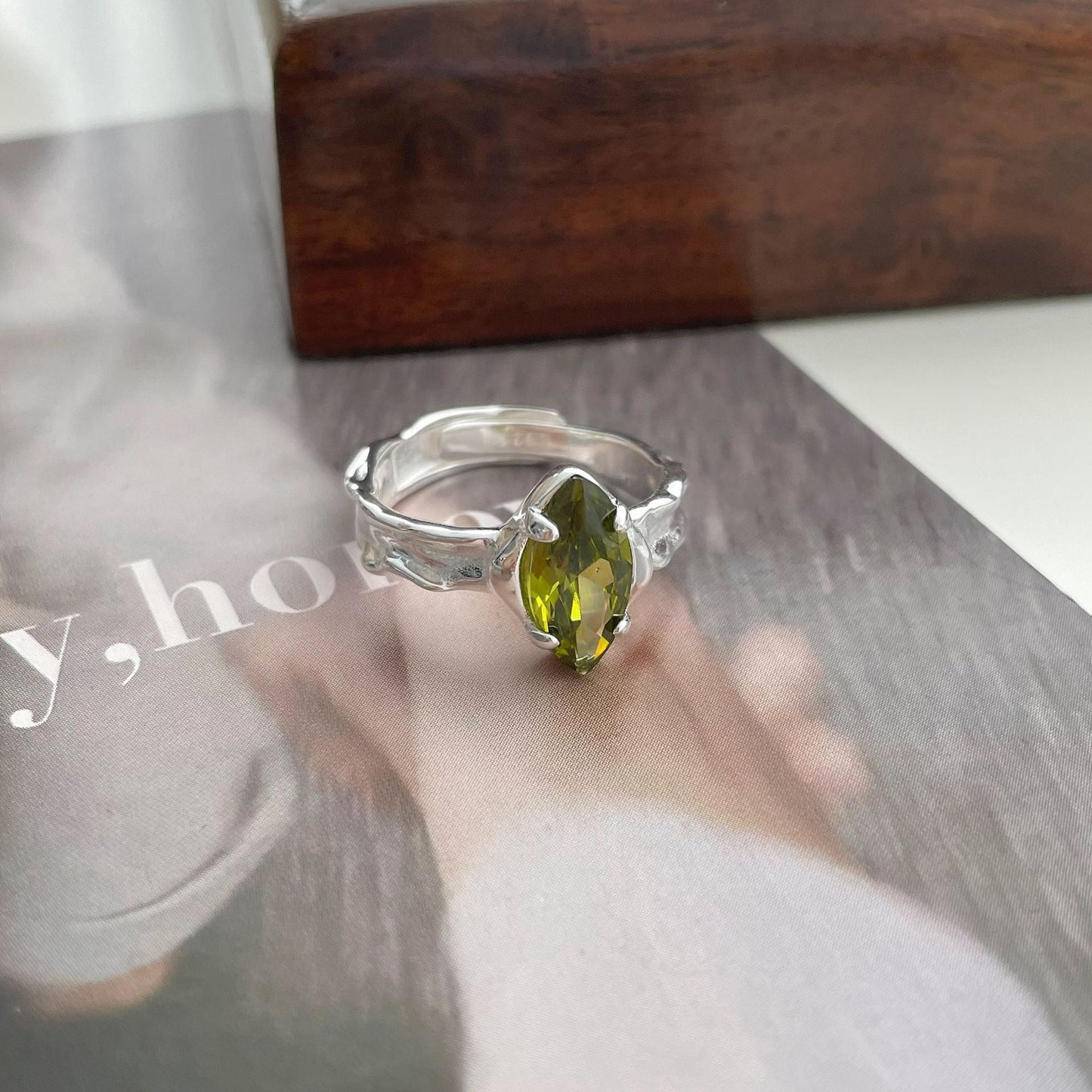 Silver Gemstone Ring (Solid Silver) - Hypoallergenic - Abbott Atelier