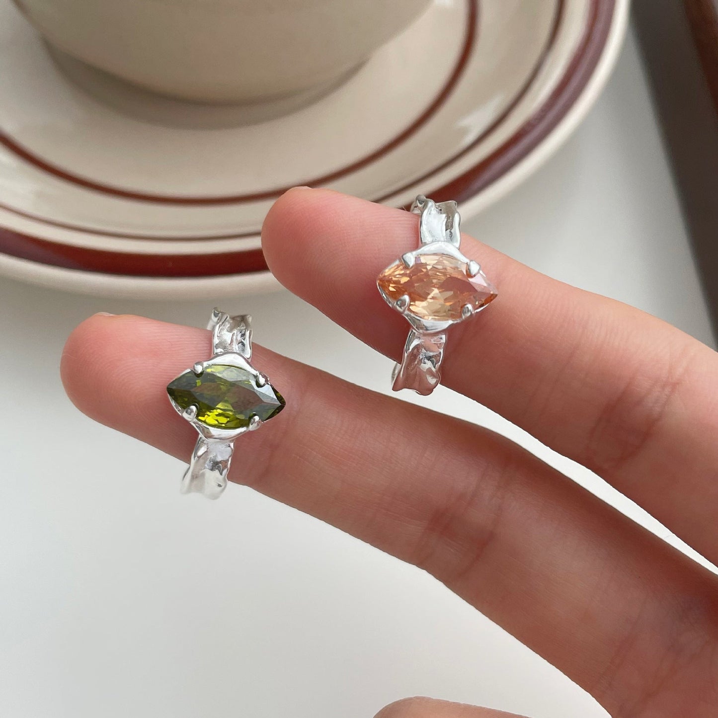 Silver Gemstone Ring (Solid Silver) - Hypoallergenic - Abbott Atelier