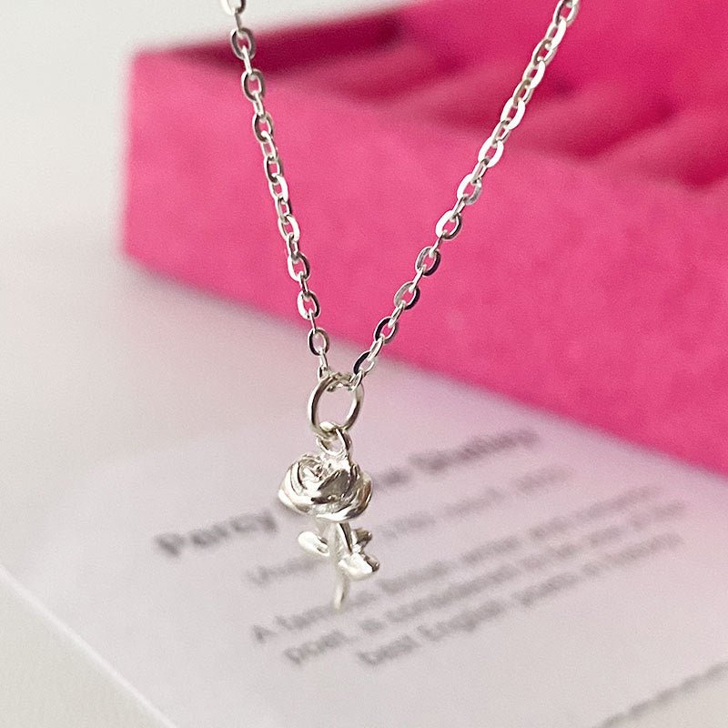 Silver Rose Necklace (Solid Silver) - Waterproof - Abbott Atelier