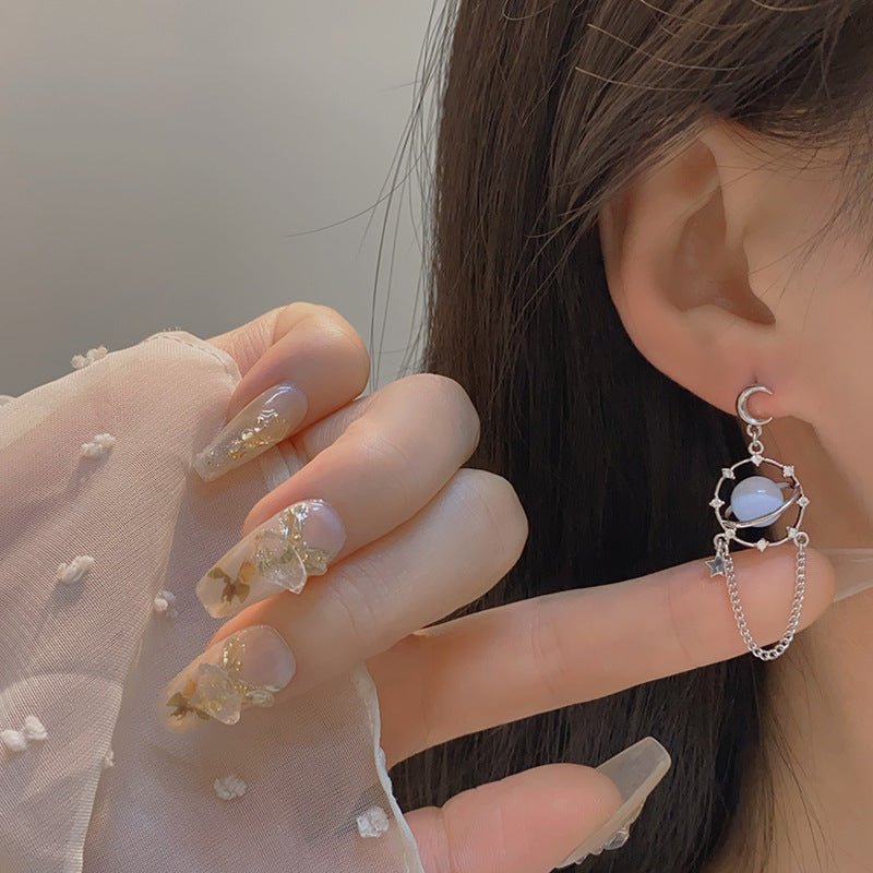 Silver Saturn Drop Earrings - Hypoallergenic - Abbott Atelier