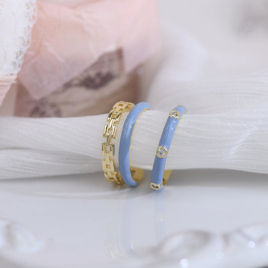 Sky Blue Ring Set - Gold - Plated - Abbott Atelier