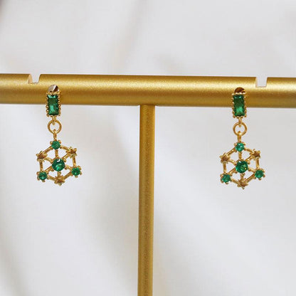 Star Earrings (Blue/Green) (Solid Silver) - Hypoallergenic - Abbott Atelier