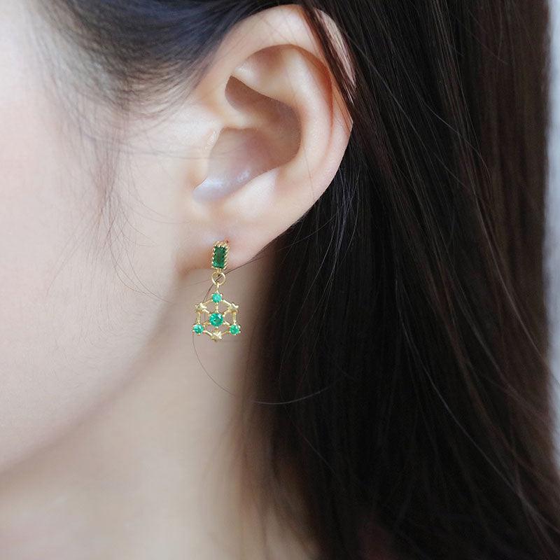 Star Earrings (Blue/Green) (Solid Silver) - Hypoallergenic - Abbott Atelier