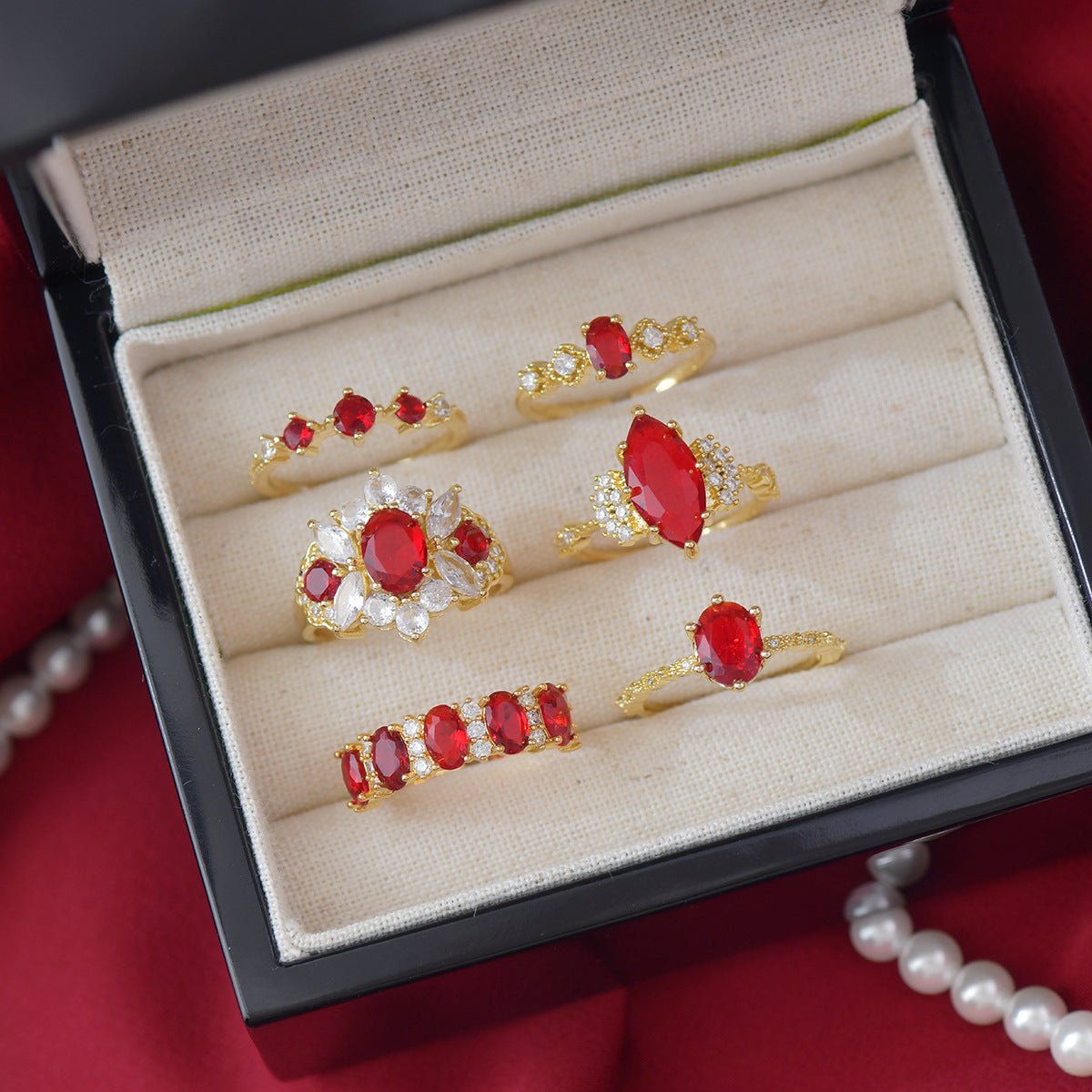 Trinity Ruby Ring - Gold - Plated - Abbott Atelier