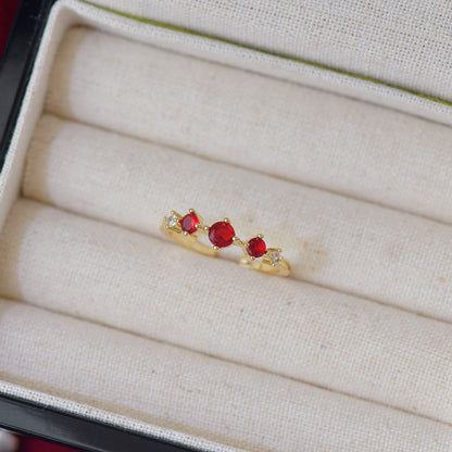 Trinity Ruby Ring - Gold - Plated - Abbott Atelier