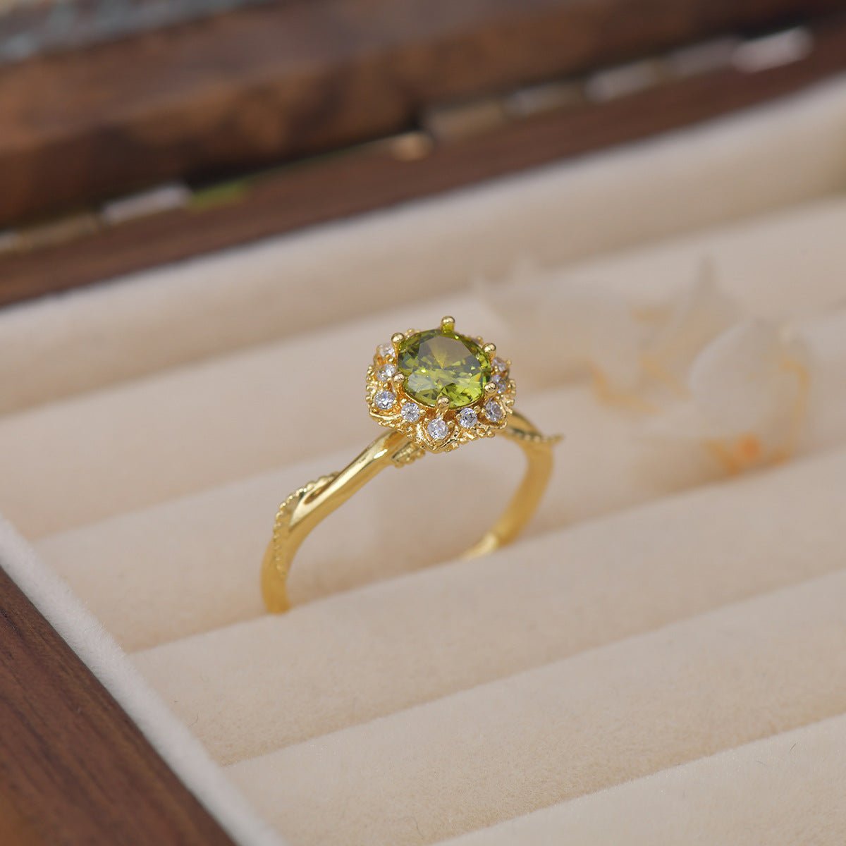 Twist Peridot Ring In Gold - Gold - Plated - Abbott Atelier